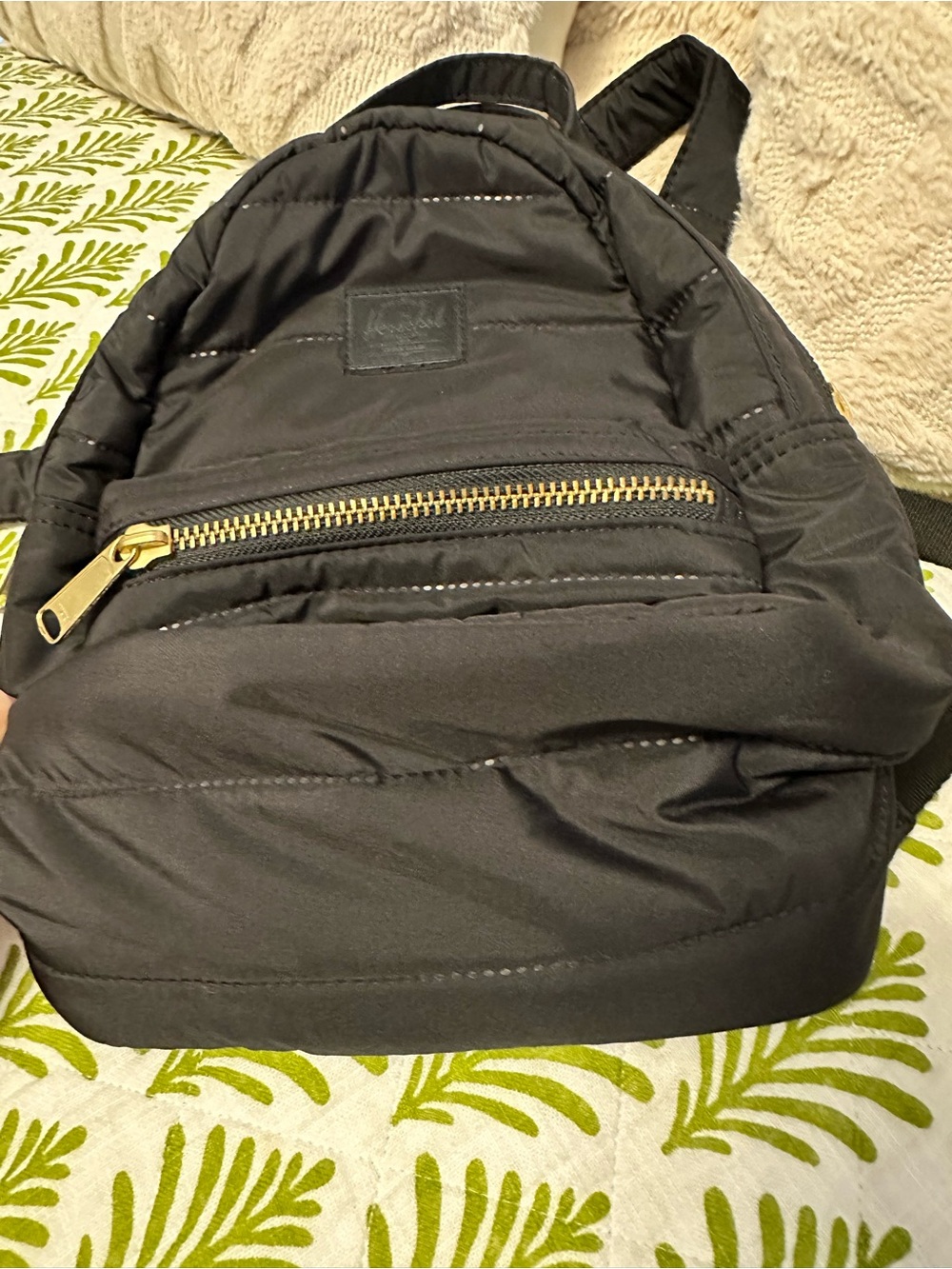 Herschel Supply Company Black Quilted Mini Backpack with Gold Zipper - Picture 6 of 8